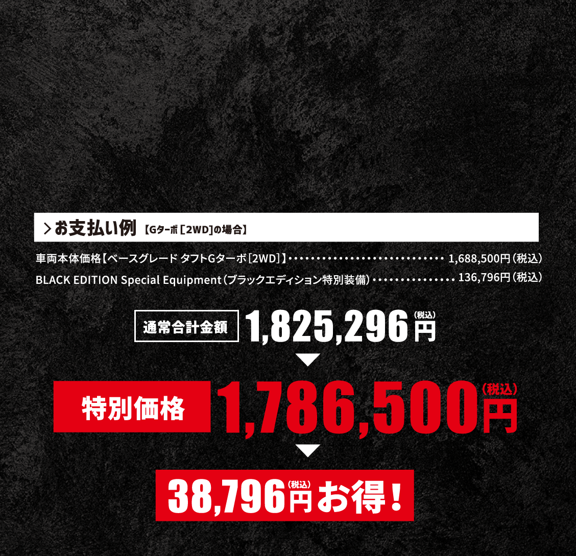 TAFT BLACK EDITION お支払い例
